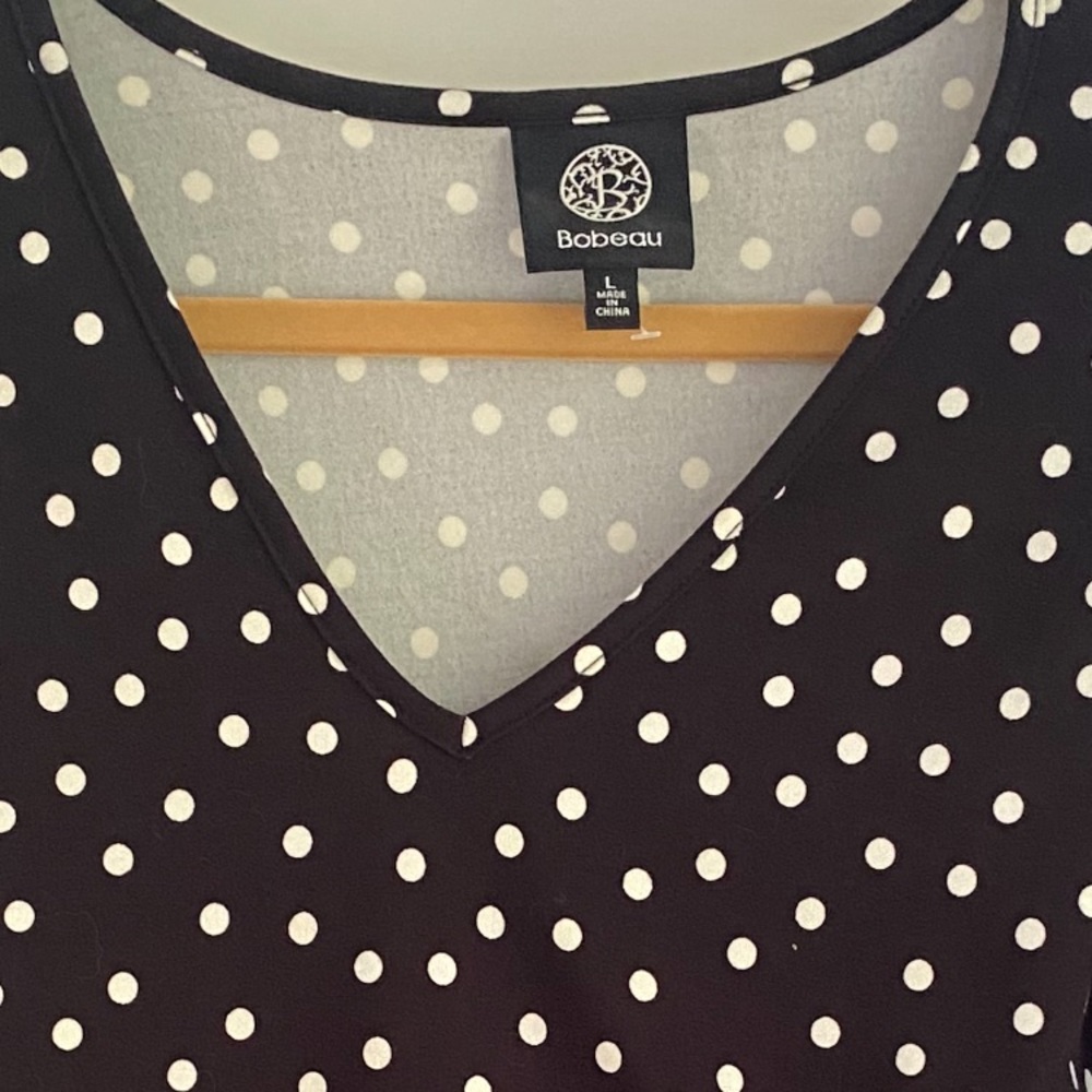 Bobeau Black and White Polka Dot Blouse - Picture 3 of 3